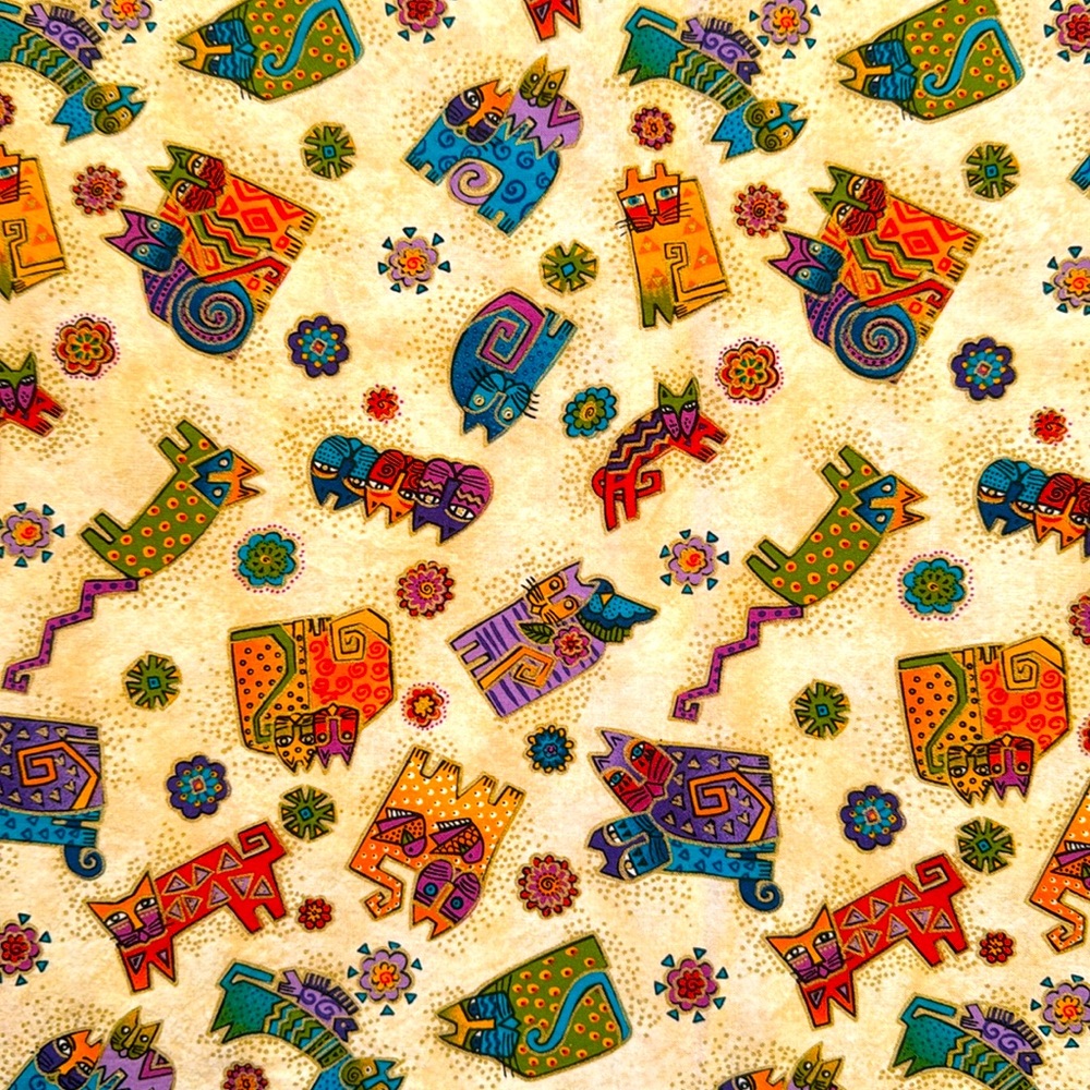 Laurel Burch “Fantastic Felines”, 1 yard, colorful Cats